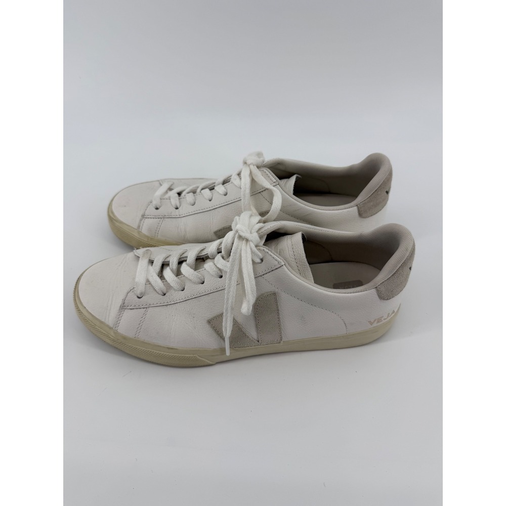 Veja Esplar Mens 10 White Leather Low Top Sneakers Grey Suede V Logo Shoes 43